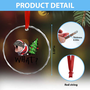 Funny Xmas Moo Deng Crystal Glass Ornament What Baby Hippo Pushing Christmas Tree TS09 Print Your Wear