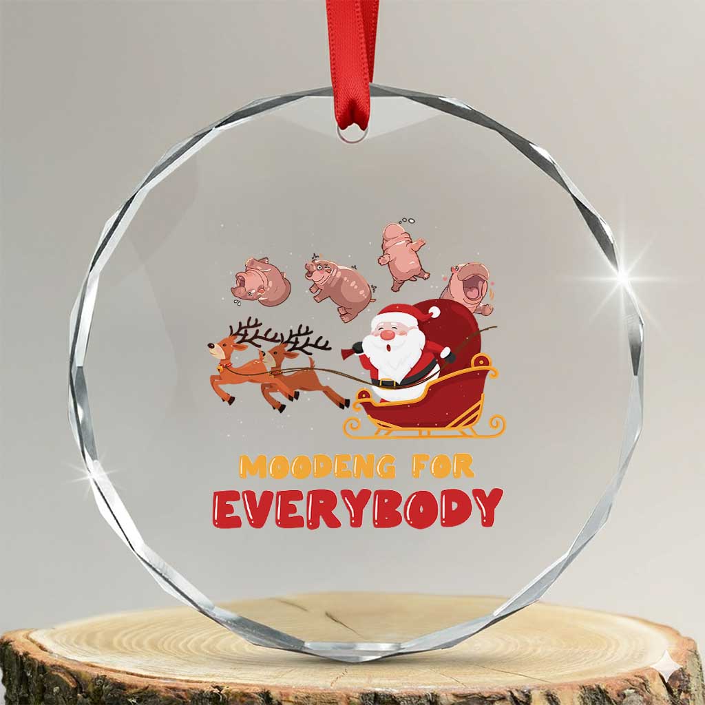 Funny Xmas Moo Deng For Everyone Crystal Glass Ornament Cute Baby Hippo Santa Reindeer TS09 Transparent Glass 3'' Circle Print Your Wear