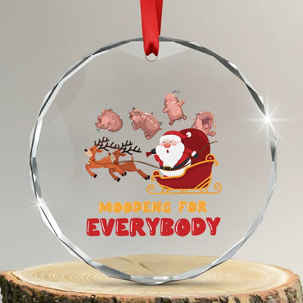 Funny Xmas Moo Deng For Everyone Crystal Glass Ornament Cute Baby Hippo Santa Reindeer TS09 Transparent Glass 3'' Circle Print Your Wear