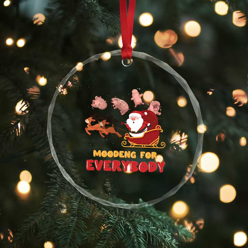 Funny Xmas Moo Deng For Everyone Crystal Glass Ornament Cute Baby Hippo Santa Reindeer TS09 Print Your Wear