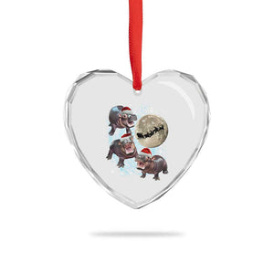 Funny Xmas Moo Deng Heart Crystal Glass Ornament Baby Hippo Santa Sleigh Galaxy Outer Space TS09 Print Your Wear