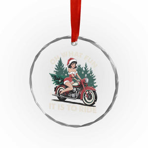 Funny Xmas Motorbike Crystal Glass Ornament Oh What Fun It Is To Ride Female Santa Biker TS11 Print Your Wear