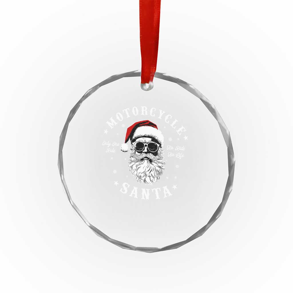 Funny Xmas Motorcycle Santa Crystal Glass Ornament No Ride No Life Motorbike Rider Grandpa TS10 Print Your Wear