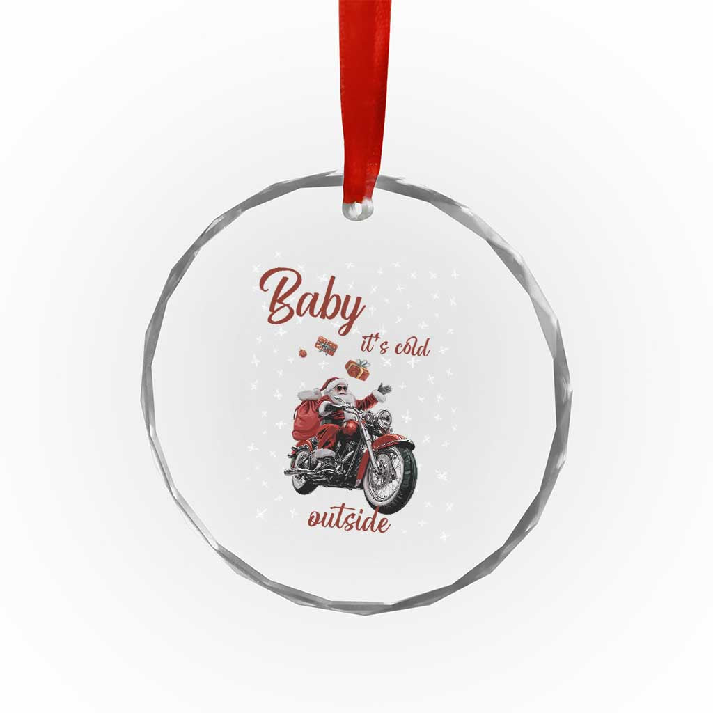 Funny Xmas Motorcycle Santa Crystal Glass Ornament Xmas Motorbike Biker Gift TS10 Print Your Wear
