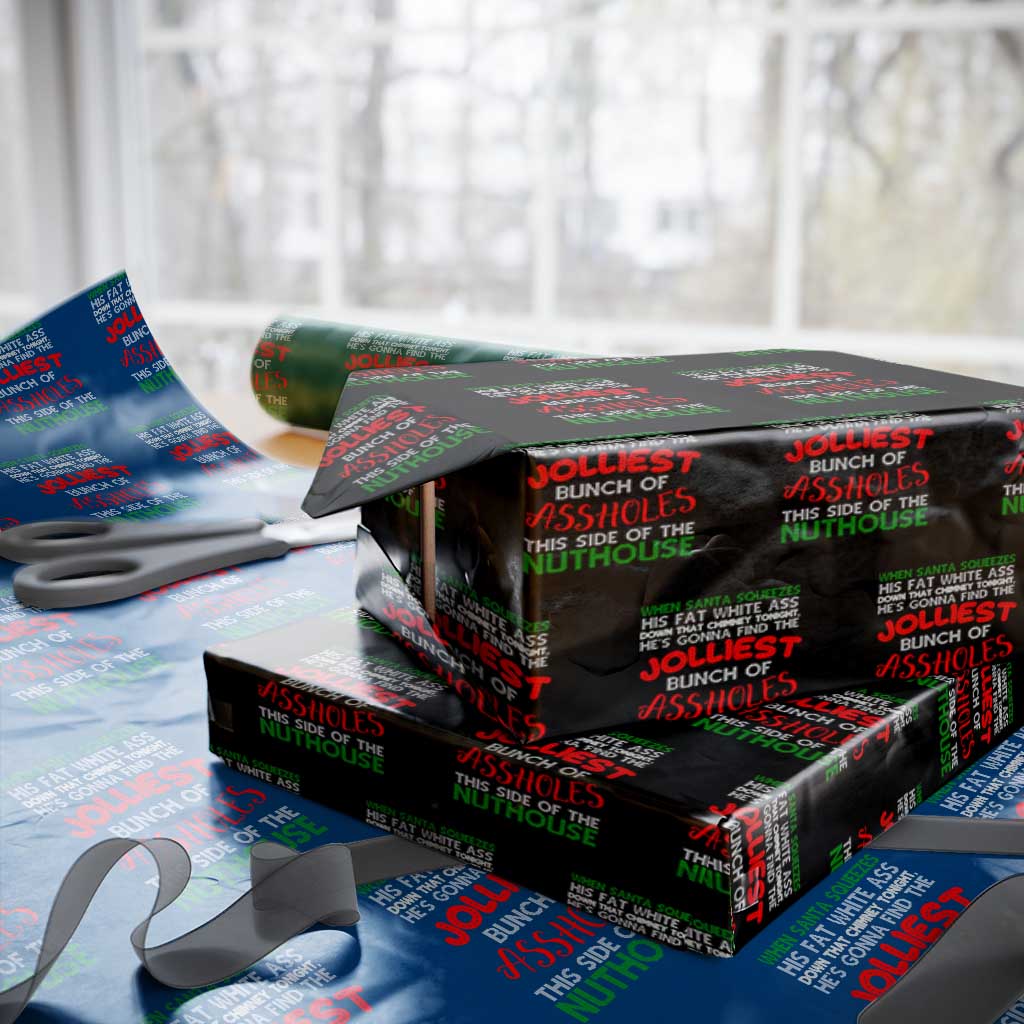 Funny Xmas Movie Wrapping Paper Roll Jolliest Bunch of Assholes This Side of The Nuthouse Xmas Vacation TS02 Black Print Your Wear