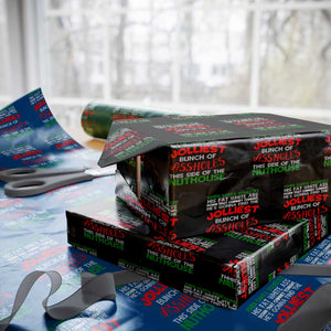 Funny Xmas Movie Wrapping Paper Roll Jolliest Bunch of Assholes This Side of The Nuthouse Xmas Vacation TS02 Black Print Your Wear