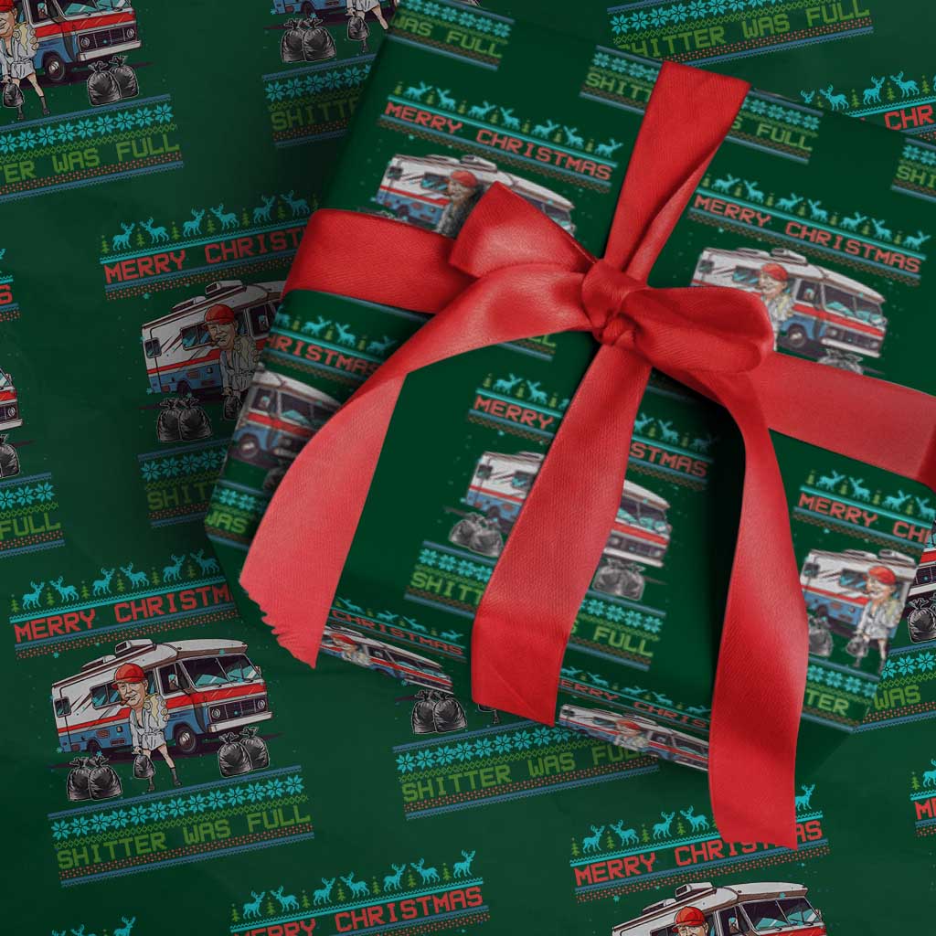Funny Xmas Movie Trump Wrapping Paper Roll Merry Christmas Shitter Was Full Ugly Sweater TS02 Green Print Your Wear