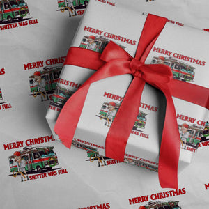 Funny Xmas Movie Trump Wrapping Paper Roll Merry Christmas Shitter Was Full TS02 White Print Your Wear