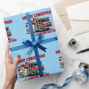 Funny Xmas Movie Trump Wrapping Paper Roll Merry Christmas Shitter Was Full TS02 Light Blue Print Your Wear