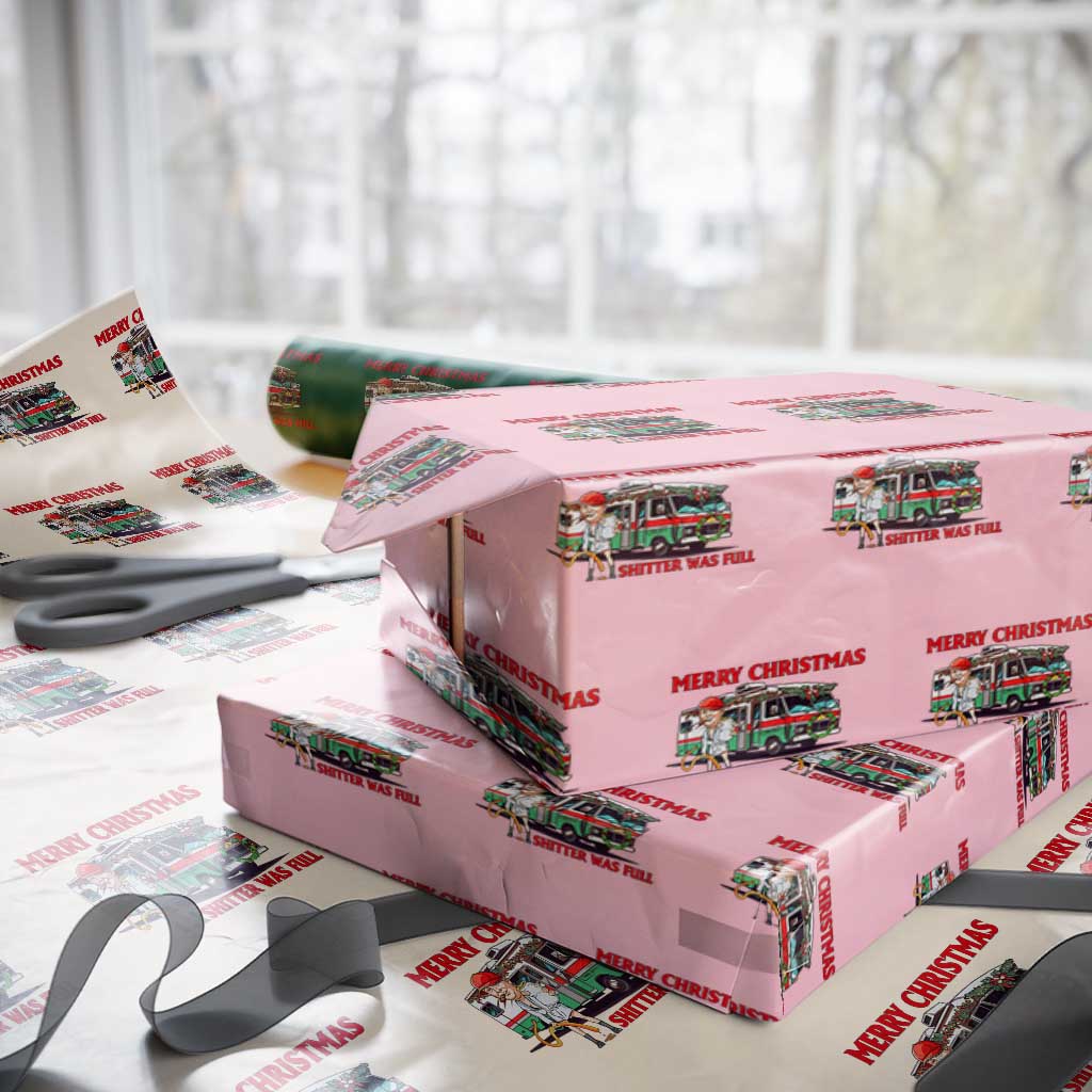 Funny Xmas Movie Trump Wrapping Paper Roll Merry Christmas Shitter Was Full TS02 Light Pink Print Your Wear