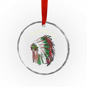 Funny Xmas Native American Crystal Glass Ornament Ho Ho Ho Lay Vintage War Bonnet TS11 Print Your Wear