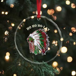 Funny Xmas Native American Crystal Glass Ornament Ho Ho Ho Lay Vintage War Bonnet TS11 Print Your Wear