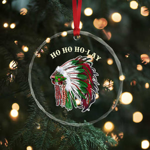 Funny Xmas Native American Crystal Glass Ornament Ho Ho Ho Lay Vintage War Bonnet TS11 Print Your Wear