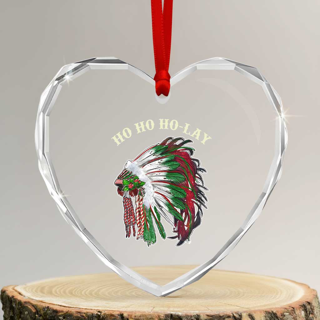 Funny Xmas Native American Heart Crystal Glass Ornament Ho Ho Ho Lay Vintage War Bonnet TS11 Transparent Glass 3'' Heart Print Your Wear