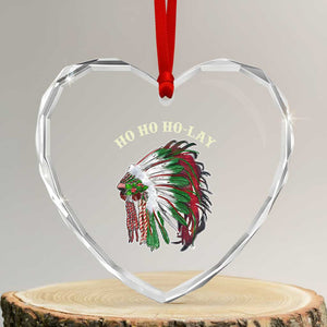 Funny Xmas Native American Heart Crystal Glass Ornament Ho Ho Ho Lay Vintage War Bonnet TS11 Transparent Glass 3'' Heart Print Your Wear