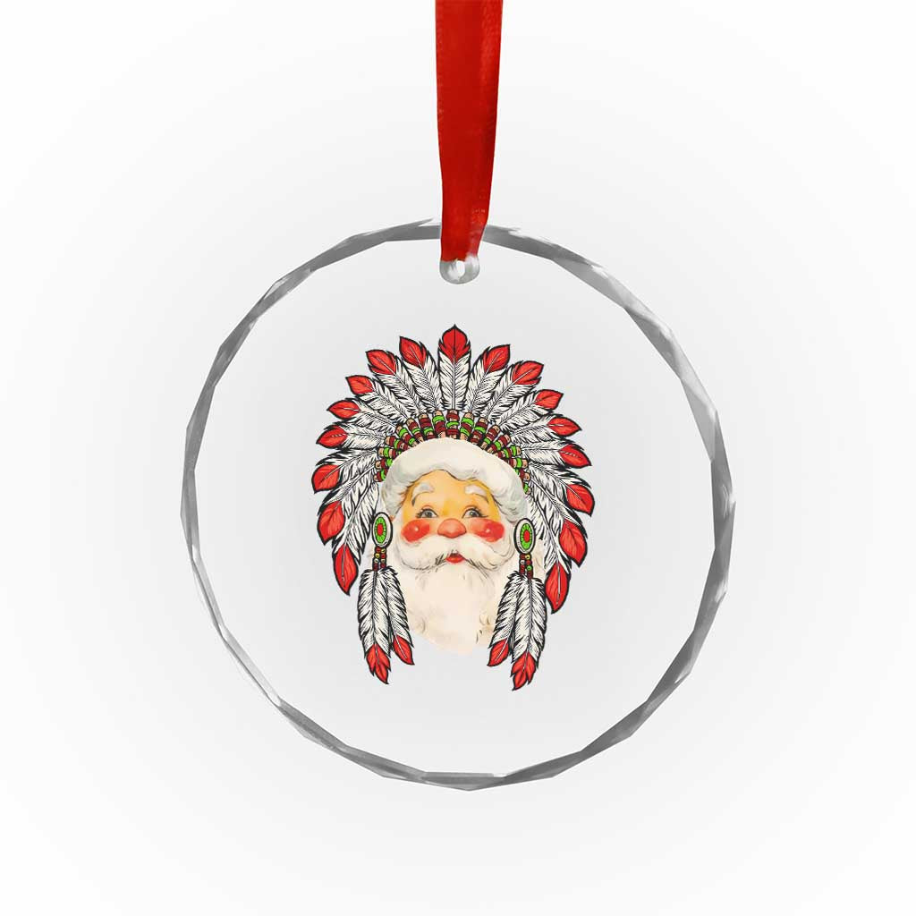 Funny Xmas Native American Indian Santa War Bonnet Crystal Glass Ornament TS11 Print Your Wear