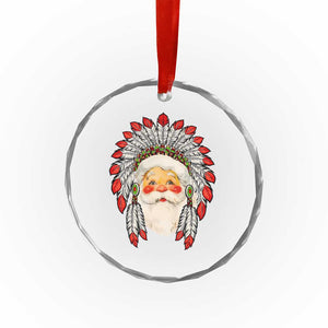 Funny Xmas Native American Indian Santa War Bonnet Crystal Glass Ornament TS11 Print Your Wear