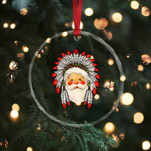 Funny Xmas Native American Indian Santa War Bonnet Crystal Glass Ornament TS11 Print Your Wear