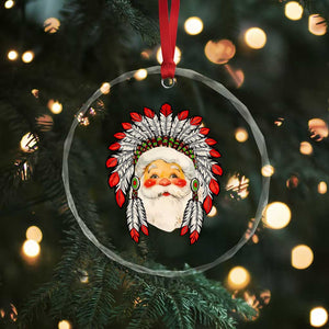 Funny Xmas Native American Indian Santa War Bonnet Crystal Glass Ornament TS11 Print Your Wear