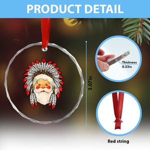 Funny Xmas Native American Indian Santa War Bonnet Crystal Glass Ornament TS11 Print Your Wear