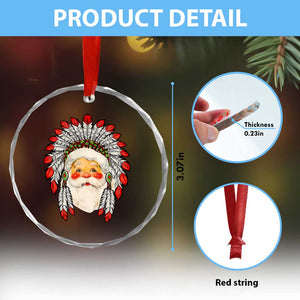 Funny Xmas Native American Indian Santa War Bonnet Crystal Glass Ornament TS11 Print Your Wear