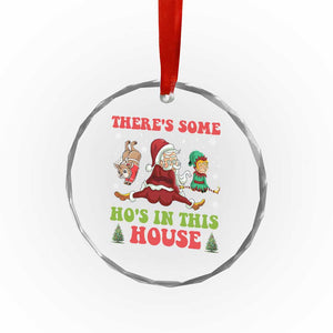 Funny Xmas Naughty Santa Crystal Glass Ornament There's Some Ho's In This House Elf Reindeers TS11 Print Your Wear