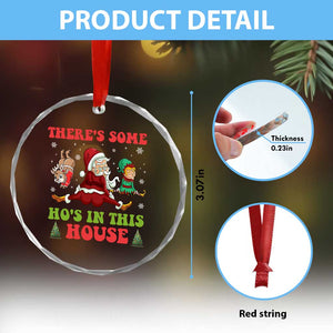 Funny Xmas Naughty Santa Crystal Glass Ornament There's Some Ho's In This House Elf Reindeers TS11 Print Your Wear