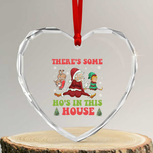 Funny Xmas Naughty Santa Heart Crystal Glass Ornament There's Some Ho's In This House Elf Reindeers TS11 Transparent Glass 3'' Heart Print Your Wear