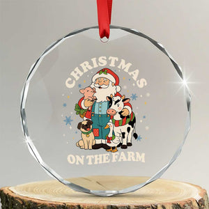 Funny Xmas On The Farm Crystal Glass Ornament Christmas Farmer Santa Claus Livestock TS11 Transparent Glass 3'' Circle Print Your Wear