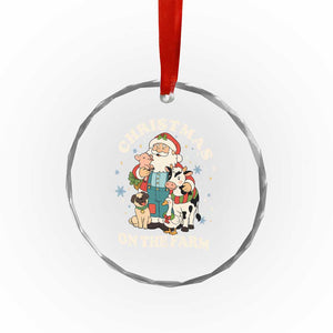 Funny Xmas On The Farm Crystal Glass Ornament Christmas Farmer Santa Claus Livestock TS11 Print Your Wear