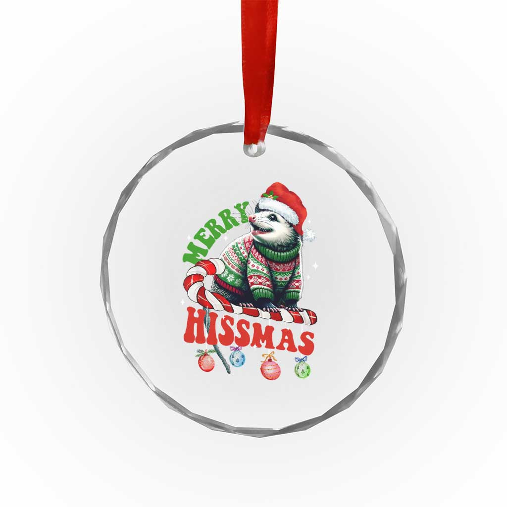 Funny Xmas Opossum Crystal Glass Ornament Merry Hissmass TS09 Print Your Wear