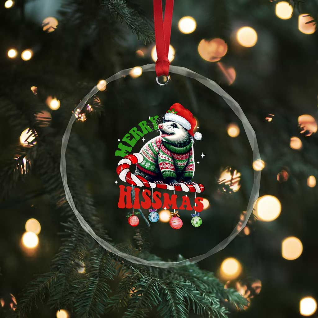 Funny Xmas Opossum Crystal Glass Ornament Merry Hissmass TS09 Print Your Wear