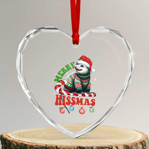 Funny Xmas Opossum Heart Crystal Glass Ornament Merry Hissmass TS09 Transparent Glass 3'' Heart Print Your Wear