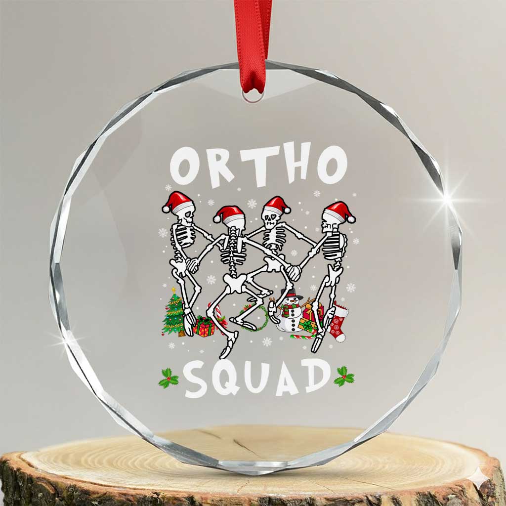Funny Xmas Ortho Nurse Crystal Glass Ornament Xmas Dancing Skeleton Orthopedics PICU Icu Nurse Rn Crew TS10 Transparent Glass 3'' Circle Print Your Wear
