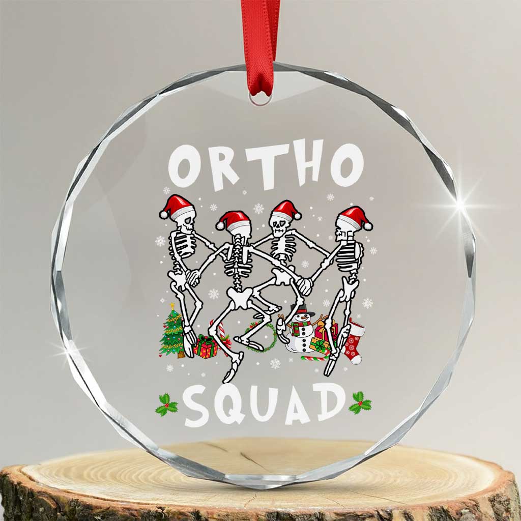 Funny Xmas Ortho Nurse Crystal Glass Ornament Xmas Dancing Skeleton Orthopedics PICU Icu Nurse Rn Crew TS10 Transparent Glass 3'' Circle Print Your Wear