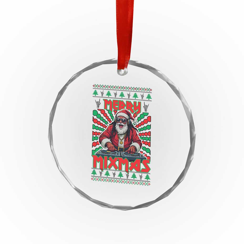 Funny Xmas Party Crystal Glass Ornament Merry Mixmas Santa DJ TS09 Print Your Wear