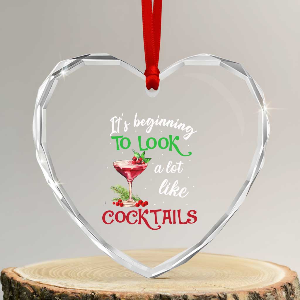 Funny Xmas Party Heart Crystal Glass Ornament It's Beginning To Look A Lot Like Cocktails TS09 Transparent Glass 3'' Heart Print Your Wear