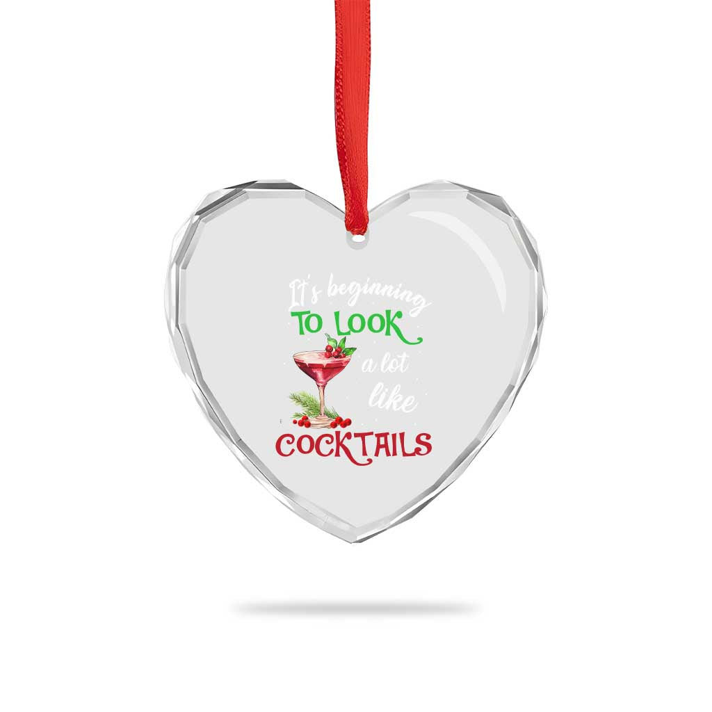Funny Xmas Party Heart Crystal Glass Ornament It's Beginning To Look A Lot Like Cocktails TS09 Print Your Wear