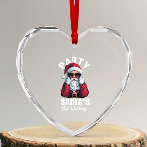 Funny Xmas Party Heart Crystal Glass Ornament Like Santa's Not Watching Santa Sunglass TS09 Transparent Glass 3'' Heart Print Your Wear