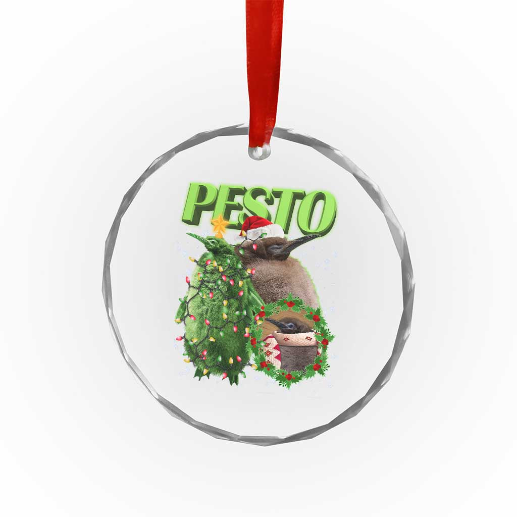 Funny Xmas Pesto Penguin Crystal Glass Ornament TS09 Print Your Wear