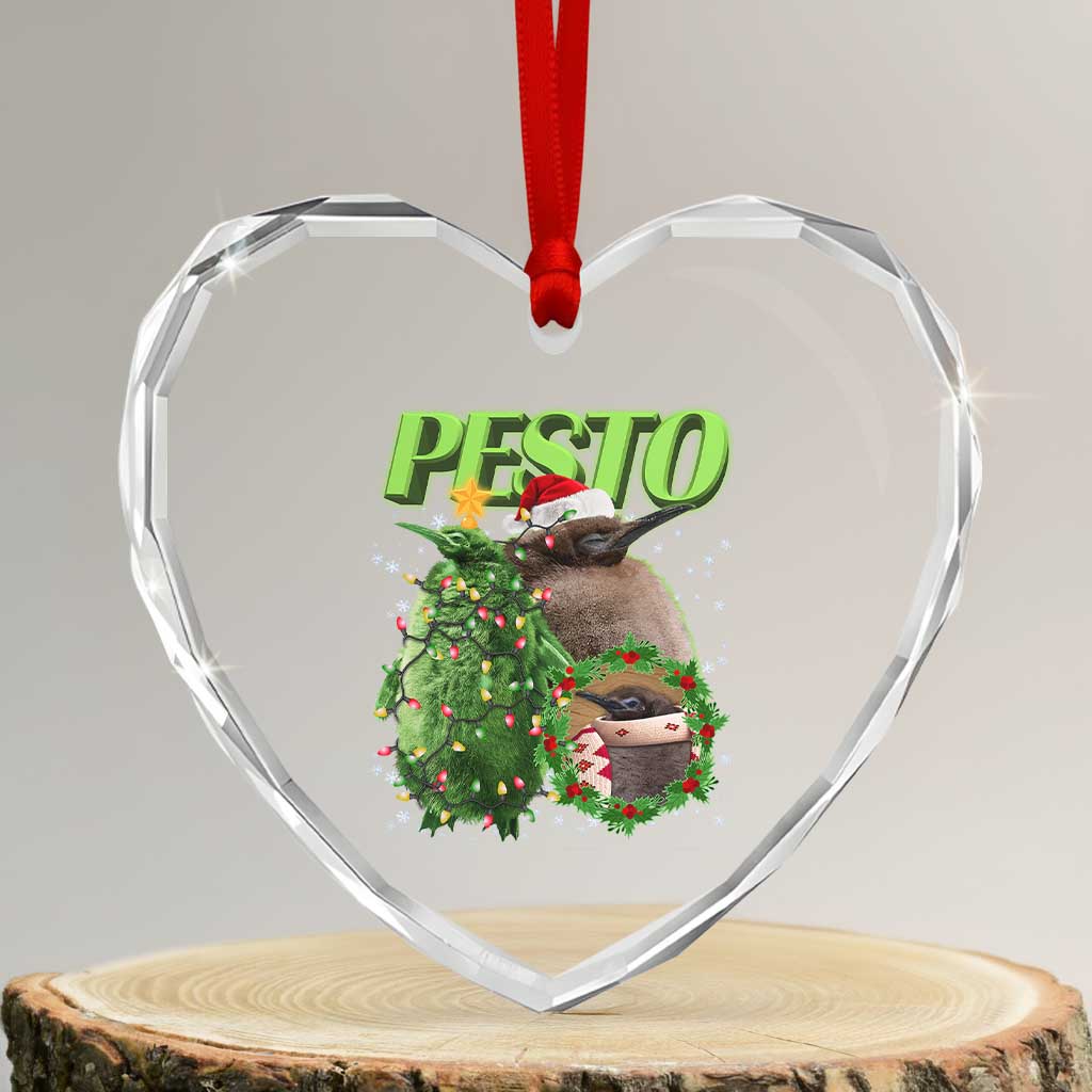 Funny Xmas Pesto Penguin Heart Crystal Glass Ornament TS09 Transparent Glass 3'' Heart Print Your Wear