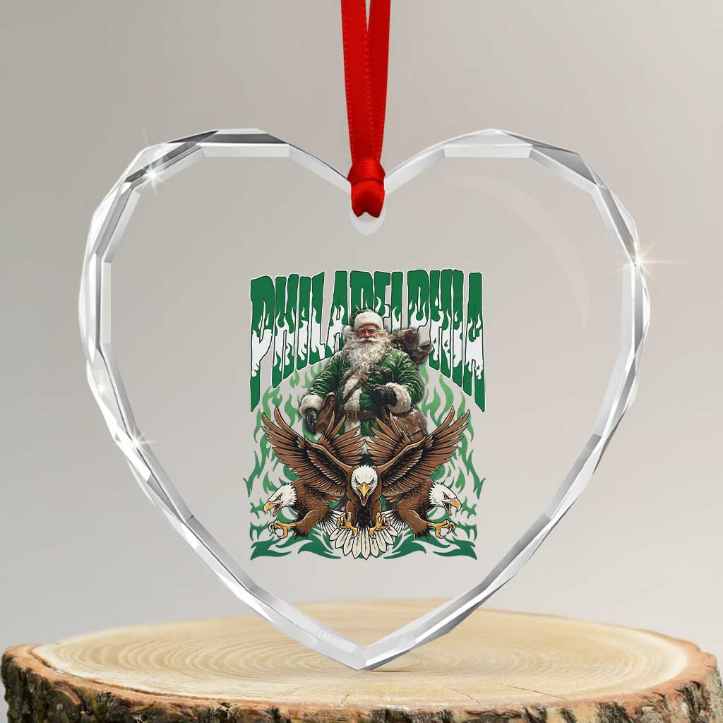 Funny Xmas Philly Heart Crystal Glass Ornament Fly Santa Fly PFE Pride TS10 Transparent Glass 3'' Heart Print Your Wear