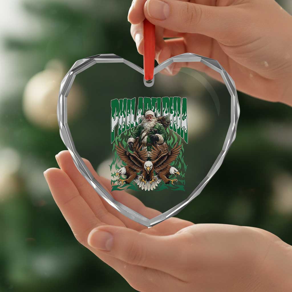 Funny Xmas Philly Heart Crystal Glass Ornament Fly Santa Fly PFE Pride TS10 Print Your Wear