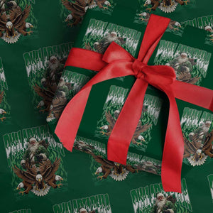Funny Xmas Philly Wrapping Paper Roll Fly Santa Fly PFE Pride TS10 Green Print Your Wear