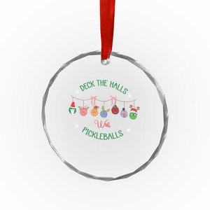 Funny Xmas Pickleball Crystal Glass Ornament Deck The Halls With Pickleballs Santa Hat TS11 Print Your Wear