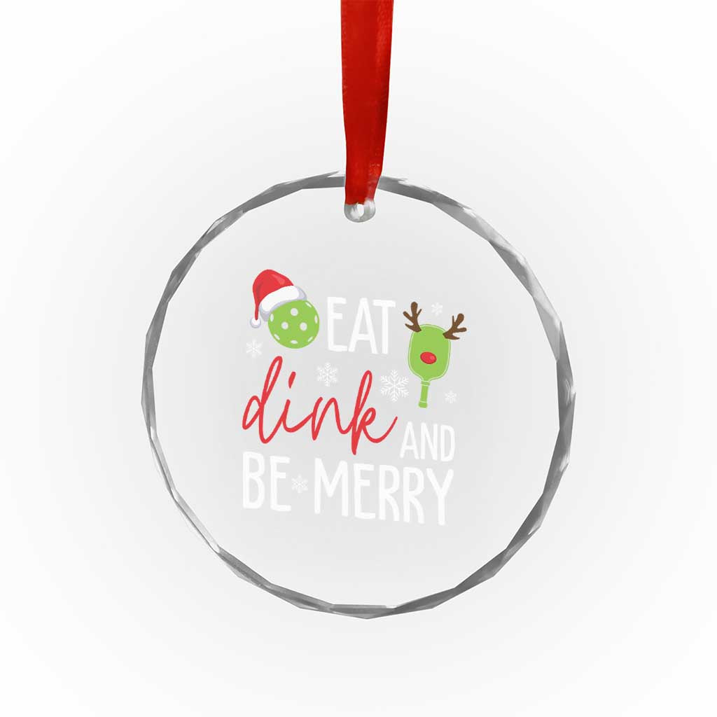 Funny Xmas Pickleball Crystal Glass Ornament Eat Dink And Be Merry TS11 Print Your Wear