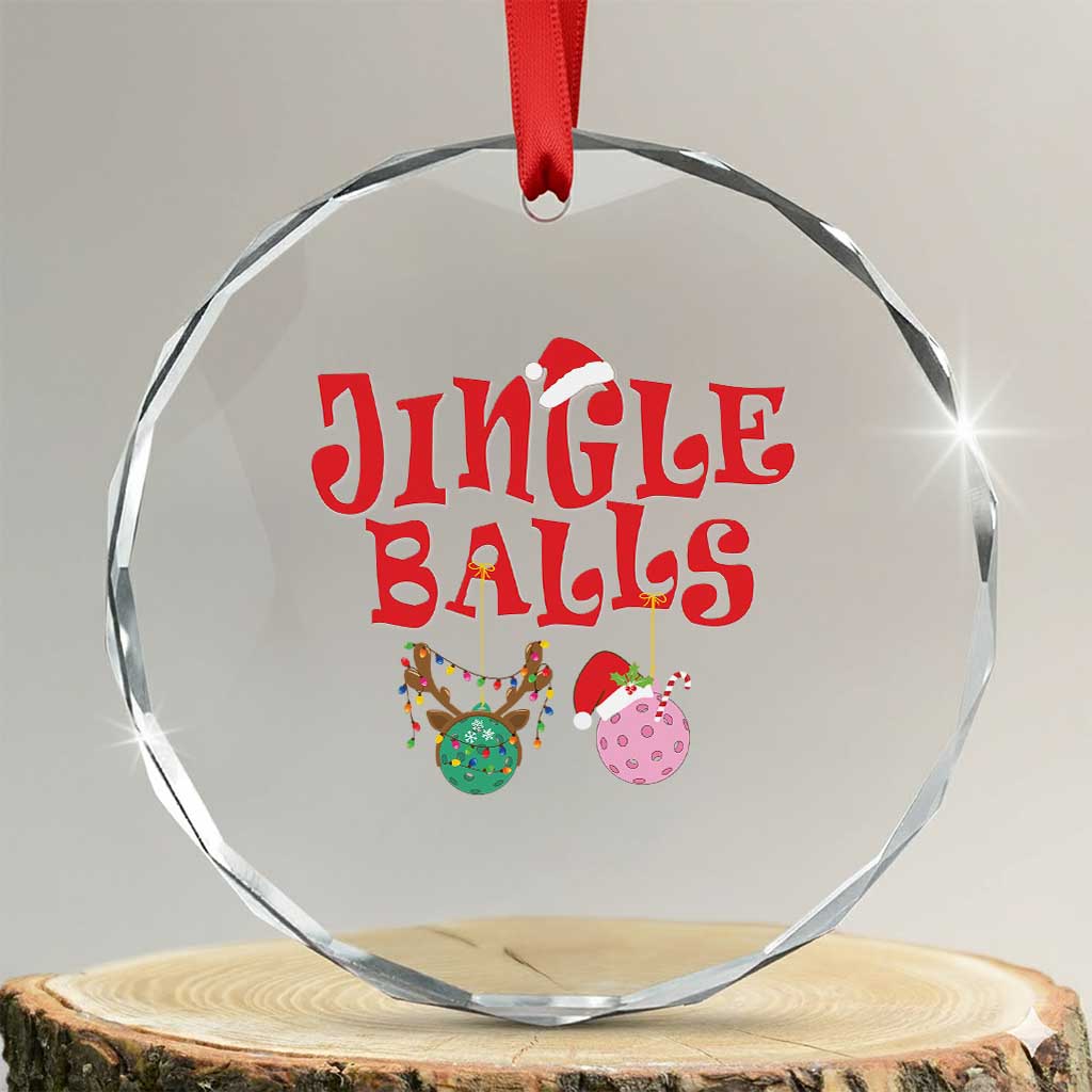 Funny Xmas Pickleball Crystal Glass Ornament Jingle Balls Reindeer Santa Hat Ball TS11 Transparent Glass 3'' Circle Print Your Wear