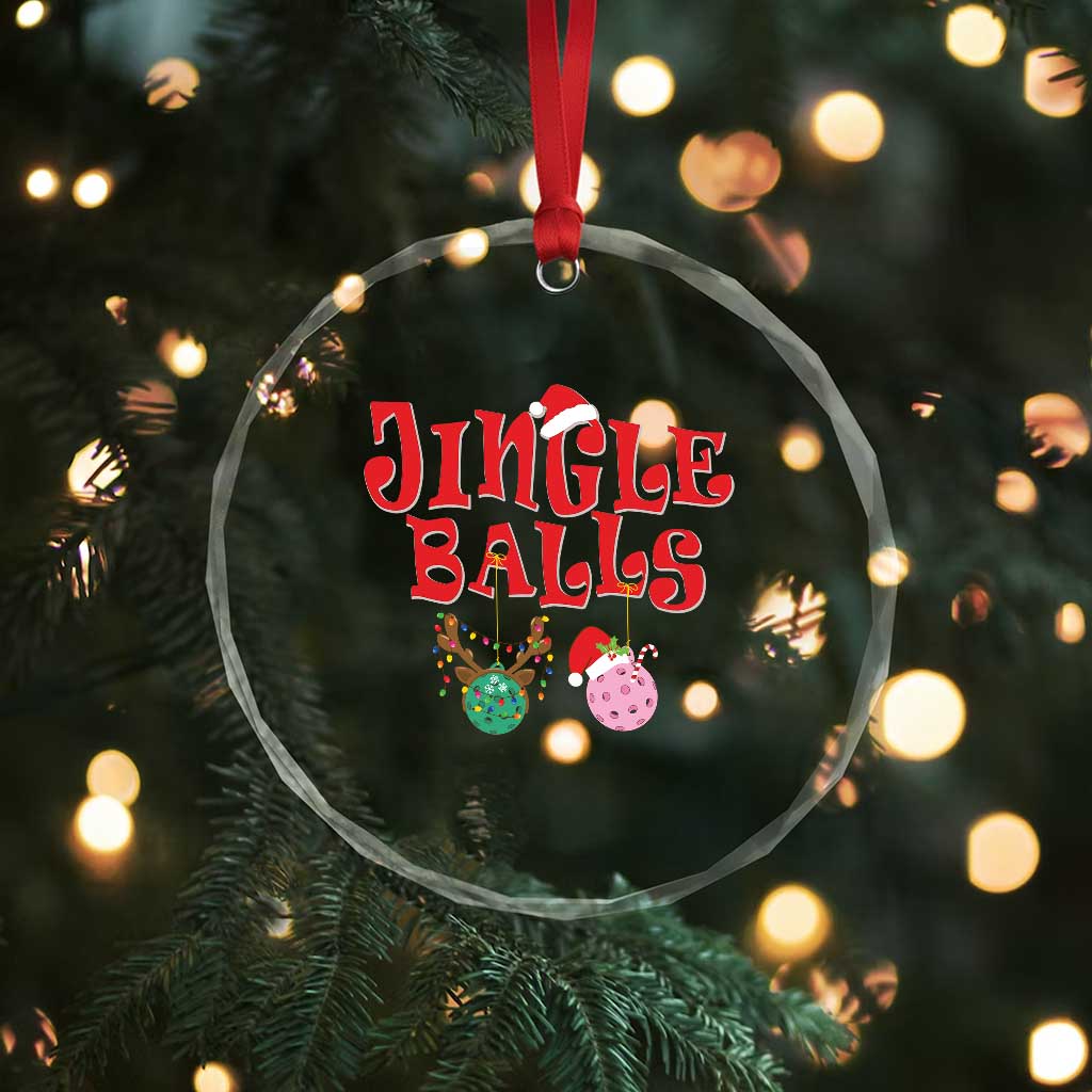 Funny Xmas Pickleball Crystal Glass Ornament Jingle Balls Reindeer Santa Hat Ball TS11 Print Your Wear
