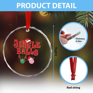 Funny Xmas Pickleball Crystal Glass Ornament Jingle Balls Reindeer Santa Hat Ball TS11 Print Your Wear