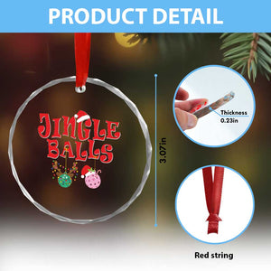 Funny Xmas Pickleball Crystal Glass Ornament Jingle Balls Reindeer Santa Hat Ball TS11 Print Your Wear